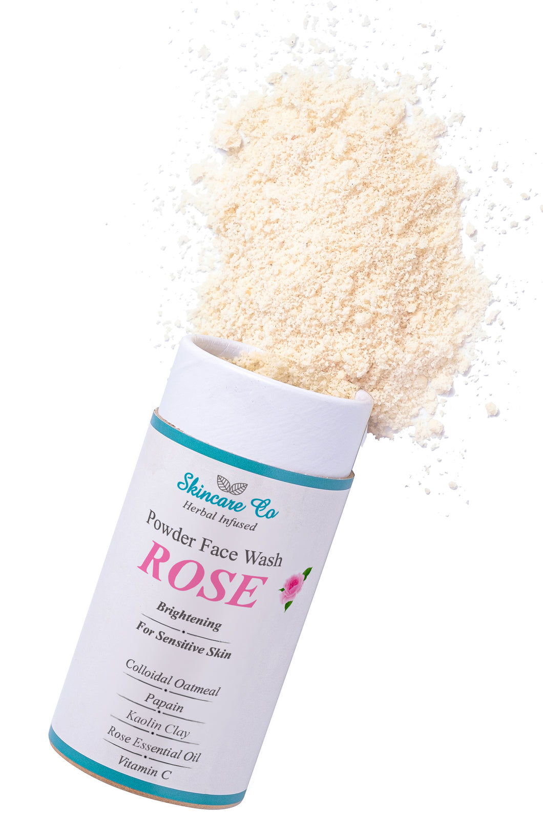 Rose Brightening Face Wash Powder for Sensitive Skin with Colloidal Oatmeal and Vitamin C