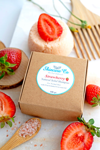 Strawberry Natural Solid Shampoo for Normal Hair with Fractionated Coconut Oil