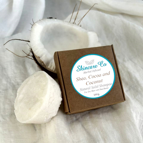 Shea, Cocoa and Coconut Natural Solid Shampoo for Dry Hair with Shea Butter and Cocoa Butter 100 g - EU and UK