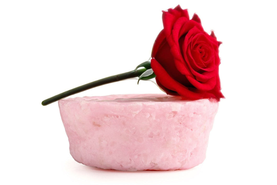 Rose Natural Solid Shampoo for Dry Hair with Cocoa Butter and Rose Essential Oil