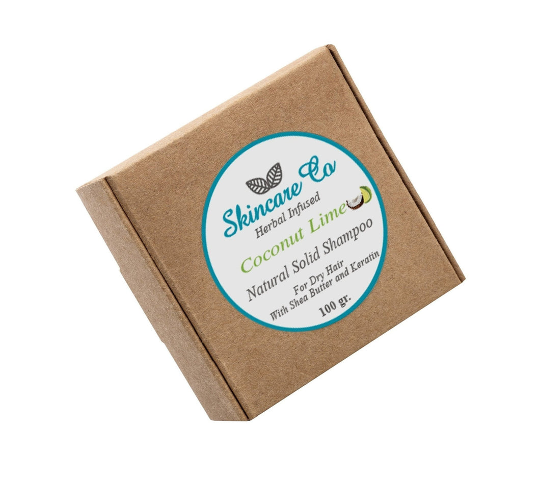 Coconut Lime Natural Solid Shampoo for Dry Hair with Shea Butter and Keratin 100 g