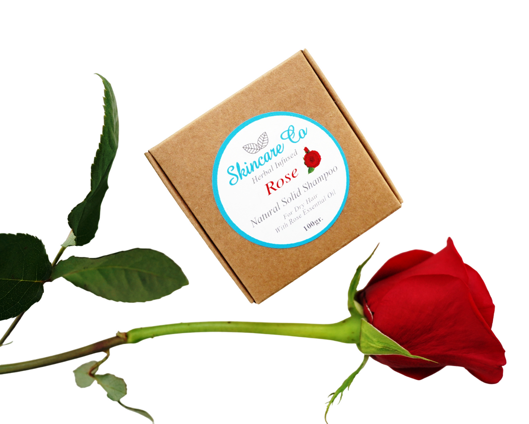 Rose Natural Solid Shampoo for Dry Hair with Cocoa Butter and Rose Essential Oil
