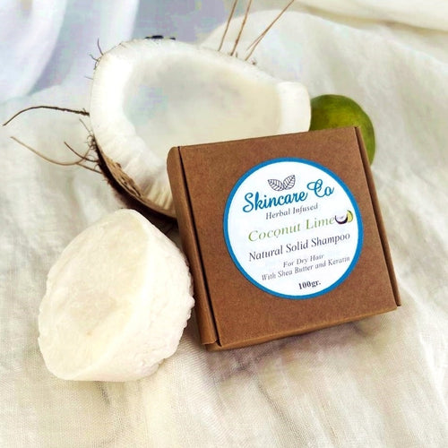 Coconut Lime Natural Solid Shampoo for Dry Hair with Shea Butter and Keratin 100 g